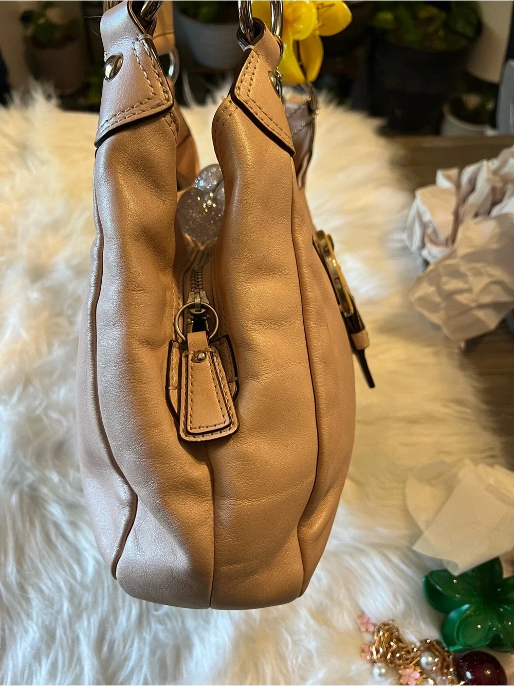 Coach Pebbled Leather Shoulder Bag in Blush Pink
